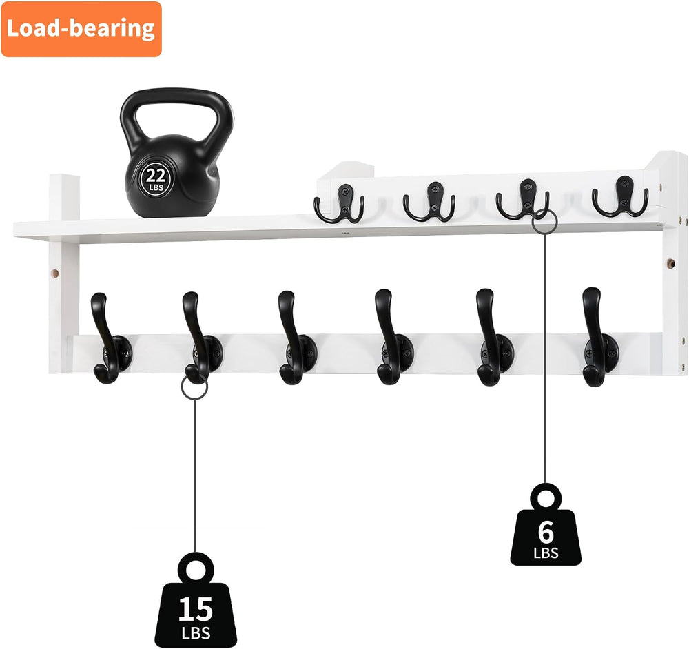 27.5" Wall Mount Coat Rack with Shelf, Key Holder & Mail Organizer, ...