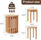 Stackable Stools Set of 4 Wooden Stools 18 Inch Stool Nesting Side Tables Nesting Coffe Table Sturdy and Durable,No Installation Required,Top Stackable Stool for Saving Space(Natural Bar stools)