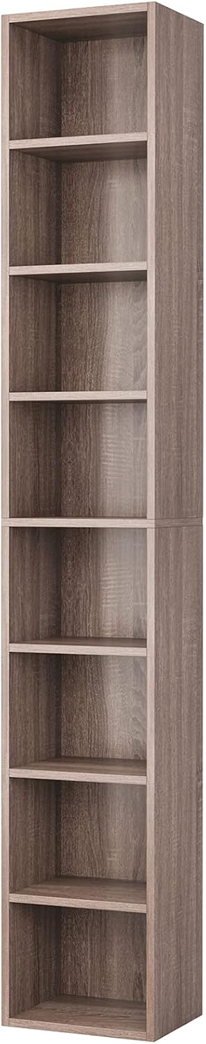 8-Tier Media Tower Rack, CD DVD Storage Organizer Cabinet with Adjustable She...