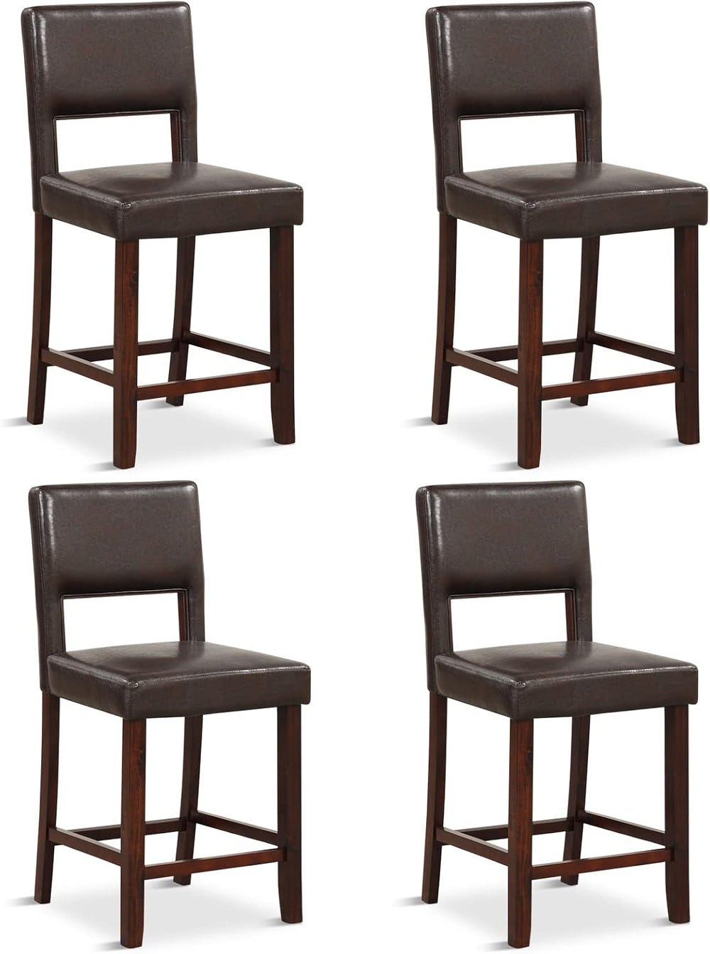 GIANTEX 24.5" Counter Height Bar Stools Set of 4, PVC Leather Barstools ...