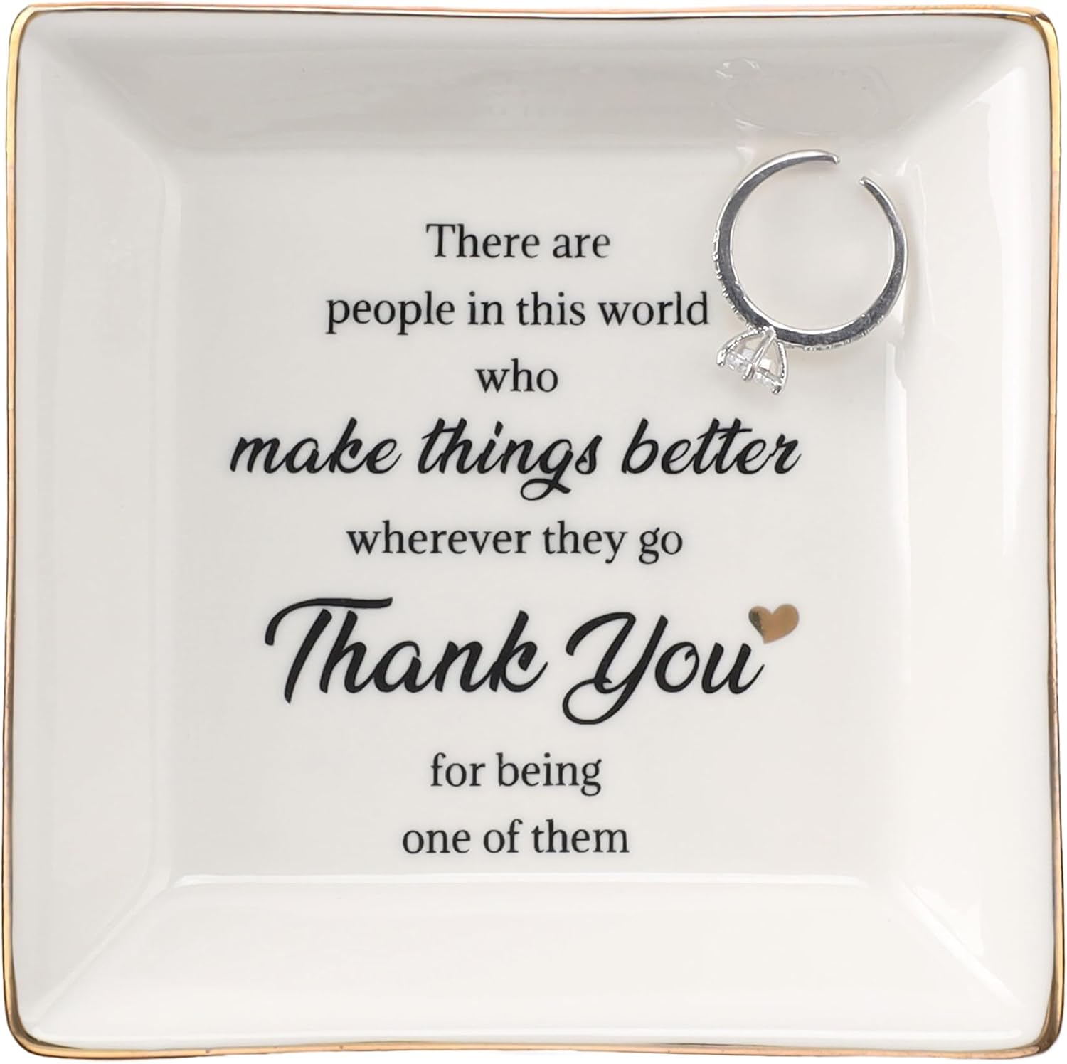 Mothers Day Thank You Gifts for Teachers Women Mom-Ceramic Ring Jewelry Dish Tray Plate-Birthday Appreciation Inspirational Holiday Gifts for Friends,Stocking suffers for Christmas Women