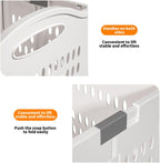 Rolling Laundry Hamper with Wheels - 14W×7.5D×21H Ventilated Plastic Laundry Basket, White Storage Bin with Handles for Small Spaces, Bedroom & Bathroom