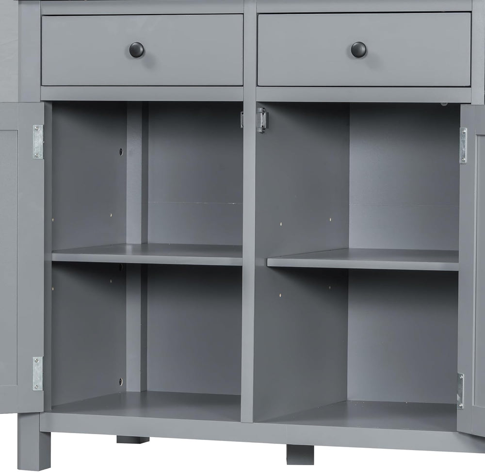 Merax 74.8'' Tall Kitchen Pantry Storage Cabinet with 6 Doors, 3 Draw...