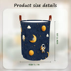 Laundry Baskets 15.7x19.7 Inch Large Astronaut Moon Star Space Design Collapsible Laundry Hamper with Handles Oxford Fabric Clothes Storage Bin Foldable Dirty Clothes for Bedroom Bathroom Dorm