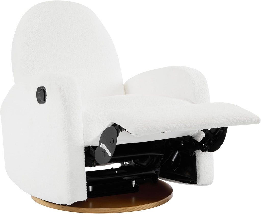 Merax Boucle 360 Swivel & Glider Recliner Chair, Adjustable Nursery Glider Rocker for Living Room, Bedroom Beige