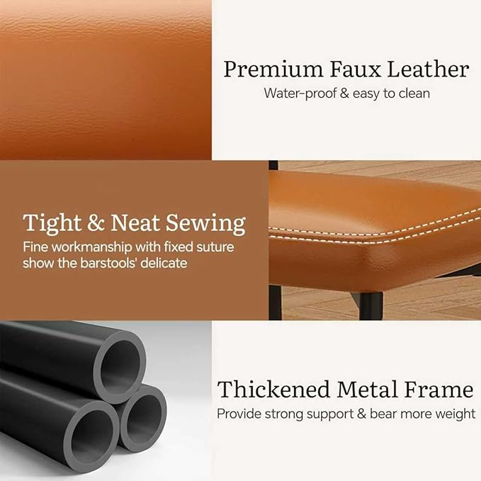 Dining Chair Set of 6 Upholstered Chairs for Kitchen Dining Room Mid Century Modern Table Chairs for Waiting Living Room, Brown