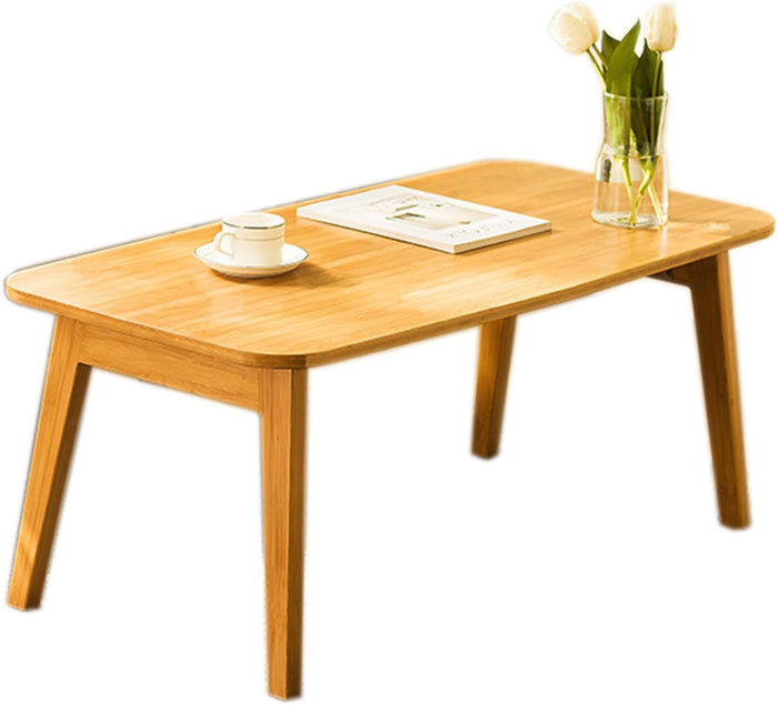 Baveke Foldable Coffee Table- Small Farmhouse Coffee Tables for Living Room, Portable Space‑Saving Japanese Floor Tables, No Assembly Bamboo Tatami Low Table, 39.4''-Natural
