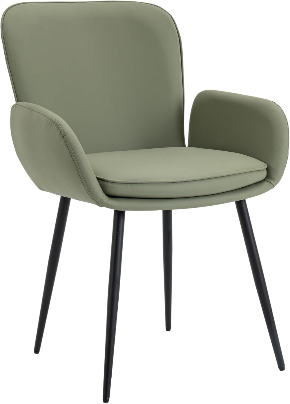 VKNOW Modern Faux Leather Dining Chairs Set of 4 with Armrest, Green | Armed ...