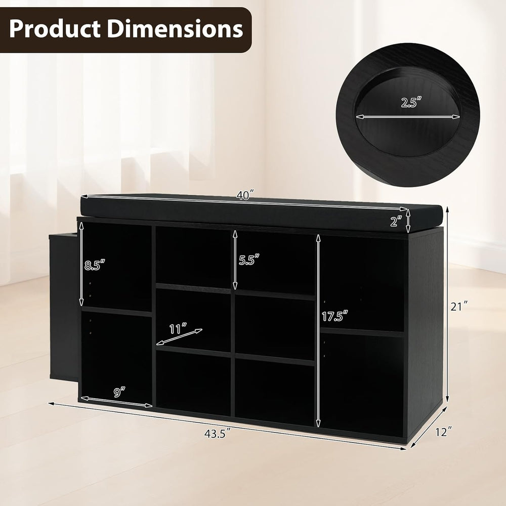 Tangkula Shoe Storage Bench with Umbrella Holder, 40" Shoe Organizer wit...