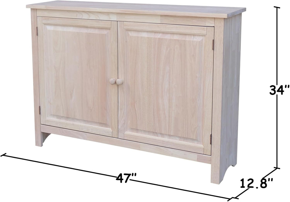 Solid Wood Hall Cupboard - 34" H, Unfinished