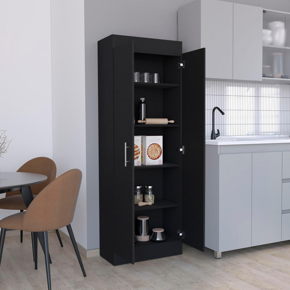 Nepal Pantry Cabinet, Space-Efficient 2-Door Design with Multiple Shelves for...