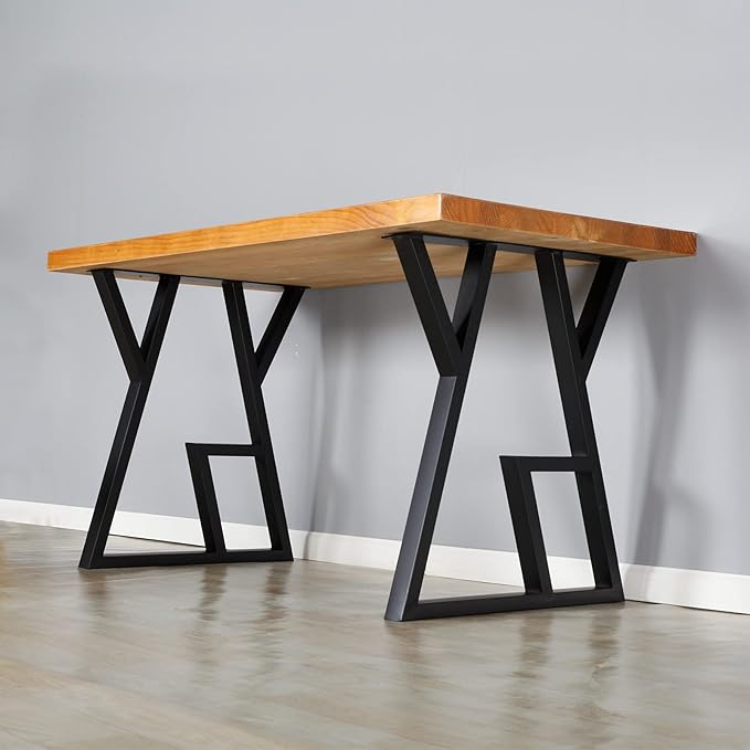 SSS Furniture 2 Pack Industrial Metal Furniture Legs 2 Tier 28” H x 24” W,DIY Decor Brackets Shelf,Coffee Dining Tables Legs,Desk Legs,Cocktail Table, Square Tube Leg Black