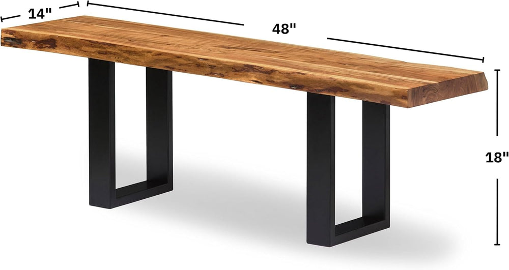 Alaterre Furniture Alpine Solid Wood Entryway Bench - 48 Inch Industrial Mode...