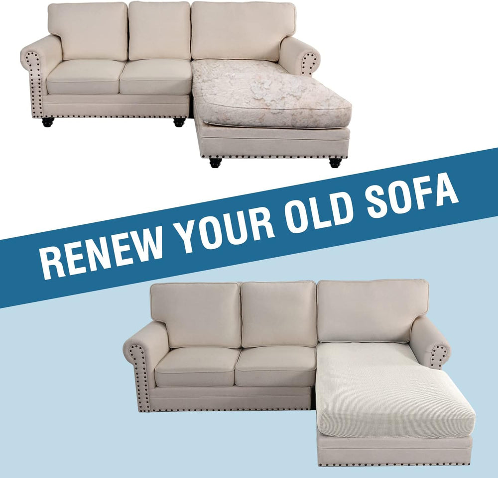 H.VERSAILTEX Sectional Couch Covers 1 Piece Chaise Slipcover L Shape Separate...