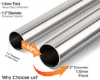FIRJOY Premium Stainless Steel Closet Rod 1.0mm/1.3", Heavy Duty Adjustable Hanging Bar for Clothes Organization, No-Splice 1-Piece Telescoping Design (Silver, 16.9" - 26.9")