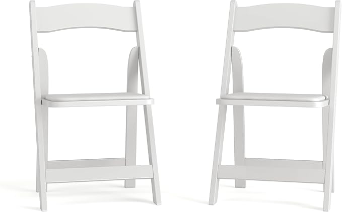 Flash Furniture 2 Pack HERCULES Series White Wood Folding Chair with Vinyl Padded Seat