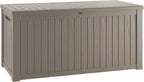 TARKARI 150 Gallon Lockable Resin Deck Box, Waterproof & UV-Resistant Outdoor Storage Box for Outdoor Cushion Storage, Garden Tools & Pool Accessories Storage, Gray