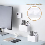 LINFIDITE Adhesive TV Remote Control Holder Wall Mount TV Remote Holder For Bedside Wall Remote Control Caddy Storage Organizer Stand Box （For 2 Or 4 Remote Controls –Whtie – Quantity 1）