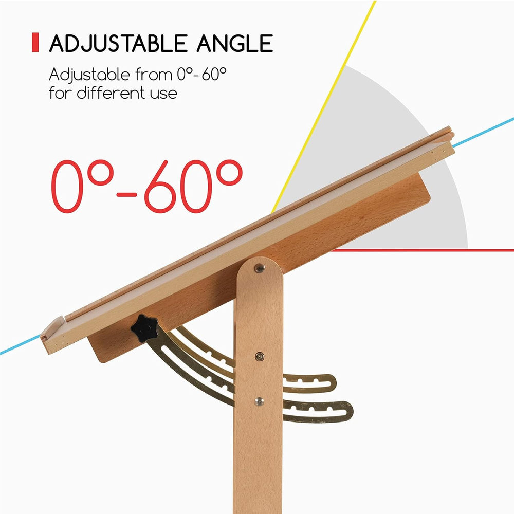 MEEDEN Wood Drafting Table & Stool: 35.5" x 23.5" Art Desk and ...