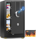 23.62" Tall Biometric Safe Box with Fireproof Waterproof Bag, 2.6 Cuft Fireproof Safe Large Document Storage Anti-Theft Dual Alerts, Mute Mode, Digital Security for Business