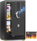 23.62" Tall Biometric Safe Box with Fireproof Waterproof Bag, 2.6 Cuft Fireproof Safe Large Document Storage Anti-Theft Dual Alerts, Mute Mode, Digital Security for Business