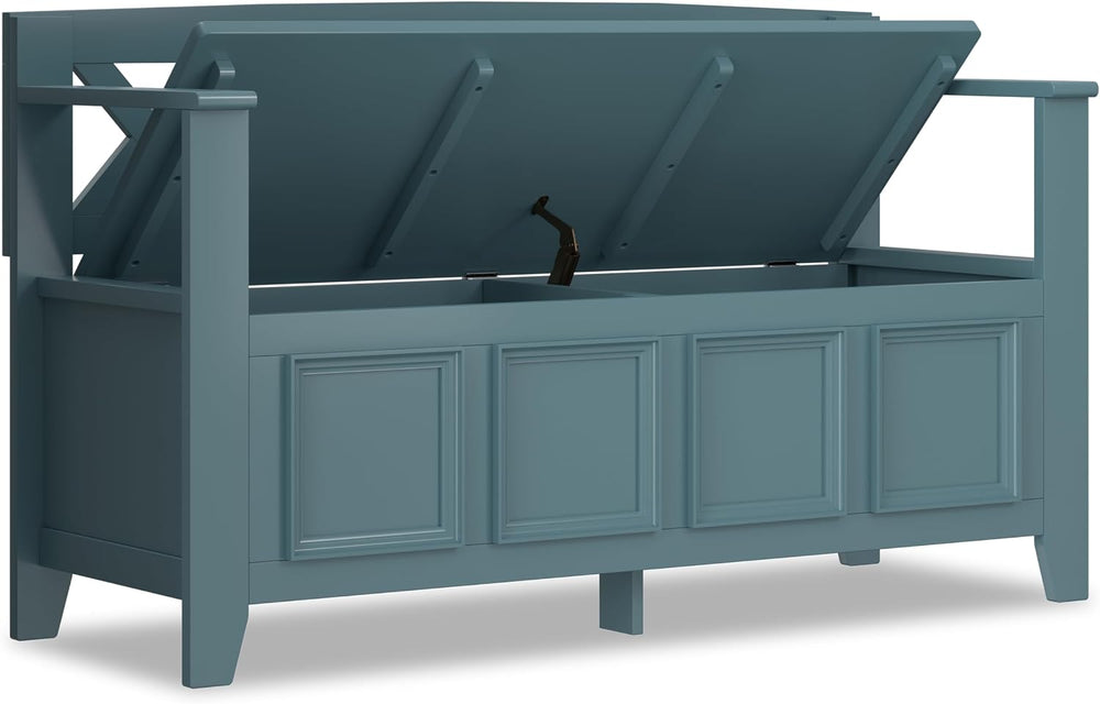 SIMPLIHOME Amherst Entryway Storage Bench - 48 inch Wide Solid Wood Hallway S...