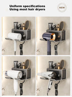 Hair Dryer Holder Wall Mounted,with Individually Removable Organizer Box, Aluminum Blow Dryer Holder for Bathroom, Salon Organizers & Storage(Gunmetal Grey),Weight Capacity 10 kg (22 lbs)