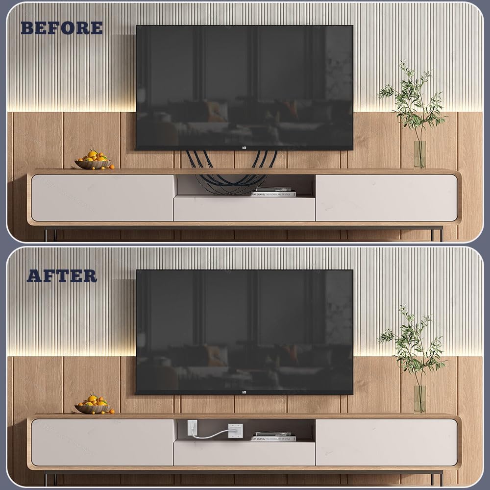 Recessed Outlet Box,in Wall Cable Concealer Kit with Brush Wall Plate、Socket、Electrical Box，9ft Cord– Easy, Safe Cable Management for Organized TV and Home Theater Systems