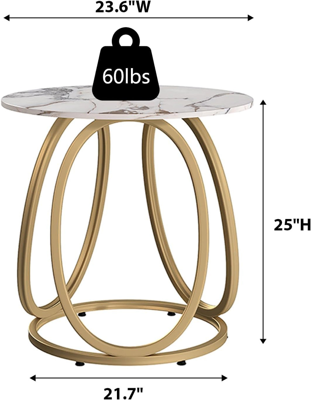 O&K FURNITURE Gold Side Table Living Room, Round End Table with Marbling ...