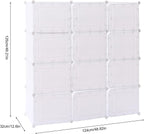 Portable Shoe Rack, 48 Pair DIY Shoe Storage Shelf Organizer, Plastic Shoe Organizers for Entryway, Adjustable Panels, Shoe Cabinet with Doors, White