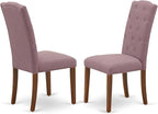 East West Furniture DOCE7-MAH-10 7 Piece Dinette Set Consist of a Rectangle Dining Room Table with Butterfly Leaf and 6 Dahlia Linen Fabric Parsons Dining Chairs, 42x78 Inch, Mahogany