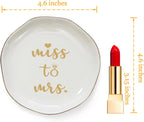 HOME SMILE Miss to Mrs Ring Dish - Bride Gifts, Bridal Shower Gifts - Ceramic White