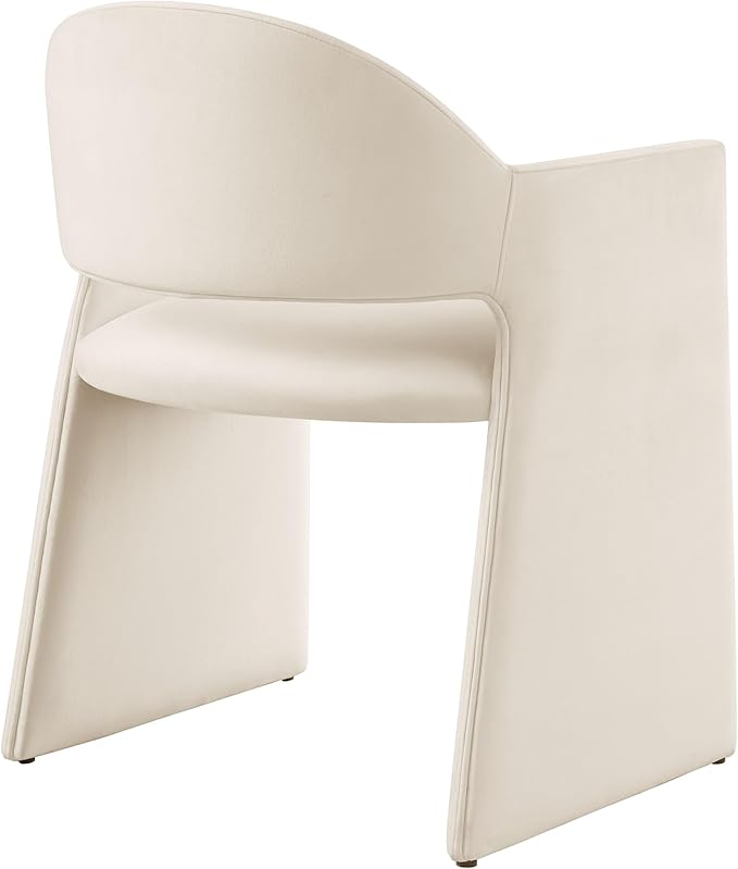 Modway Talia Performance Velvet Dining Armchair in Alabaster - Modern Curved ...