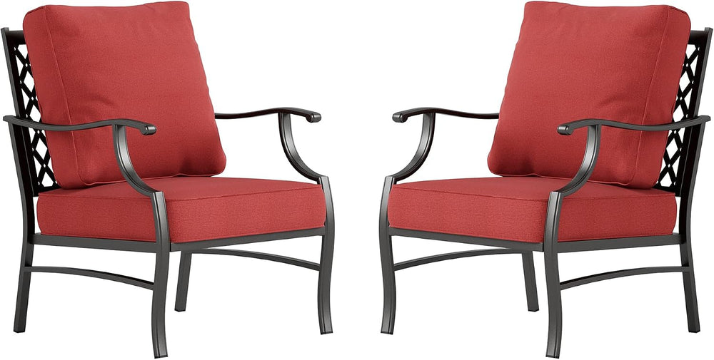 SUNSHINE VALLEY Metal Patio Chair Set of 2 with 5.75" Extra Thick Cushio...