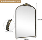 G-LEAF Vintage Baroque Mirror 24"X36", Victorian Antique Farmhouse Mantel Mirror with Black Brush Gold Ornate Metal Frame for Fireplace Entryway Living Room Hallway Bathroom