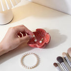 3.5' Red Cute Leaves Ceramic Jewelry Tray for Dressing Table | Petite Bowl Keeps Rings, Earrings, Keys, and Keepsakes Visible on Vanities or Dressers, Making a Sweet Gift for Women
