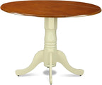 East West Furniture DLQU3-BMK-W 3 Piece Dining Room Furniture Set Contains a Round Kitchen Table with Dropleaf and 2 Dining Chairs, 42x42 Inch, Buttermilk & Cherry