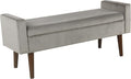 HomePop Home Decor | Upholstered Modern Velvet Storage Ottoman Bench | Ottoman Bench with Storage for Living Room & Bedroom | Decorative Home Furniture, Gray