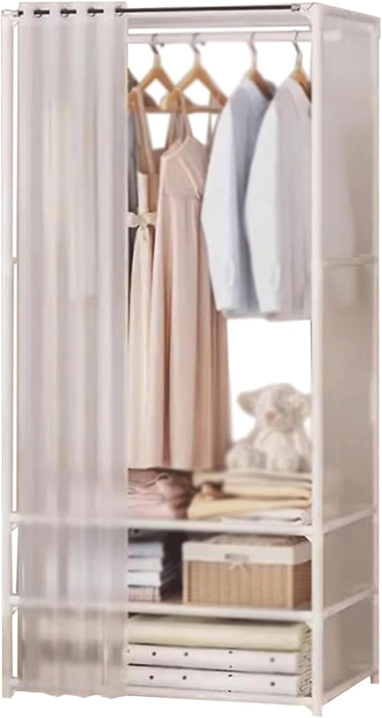 Portable Wardrobe - Heavy-Du Steel e with Hanging Rod & STO Cartment - Bl...