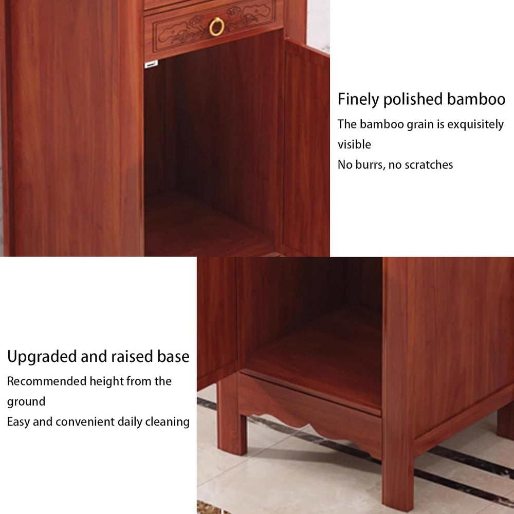 Large-Capacity Prayer Cabinet, Altar Table with Drawers, Solid Thickened Bamb...