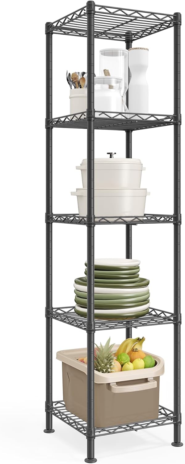 SONGMICS Storage Shelf, Small Metal Wire Shelving Unit, Adjustable Shelves, f...