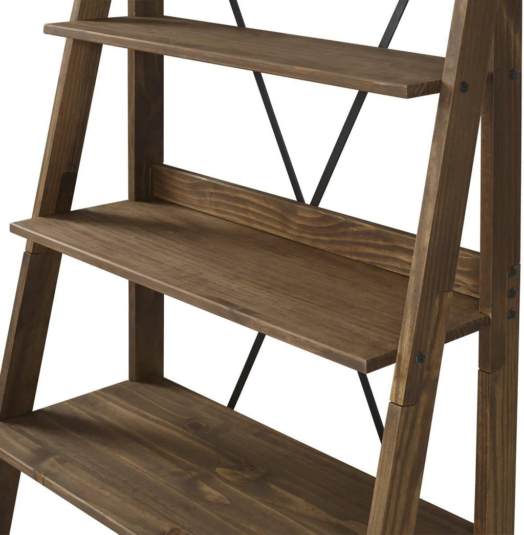 68" H x 35" W 4-Tier Solid Wood Ladder Bookshelf