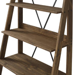 68" H x 35" W 4-Tier Solid Wood Ladder Bookshelf