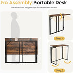 Folding Desk 30 Inch - No Assembly Small Foldable Desk for Small Space Minimalist, Space Saving Collapsible Compact Desks Portable Table for Craft, Writing, Study and Work