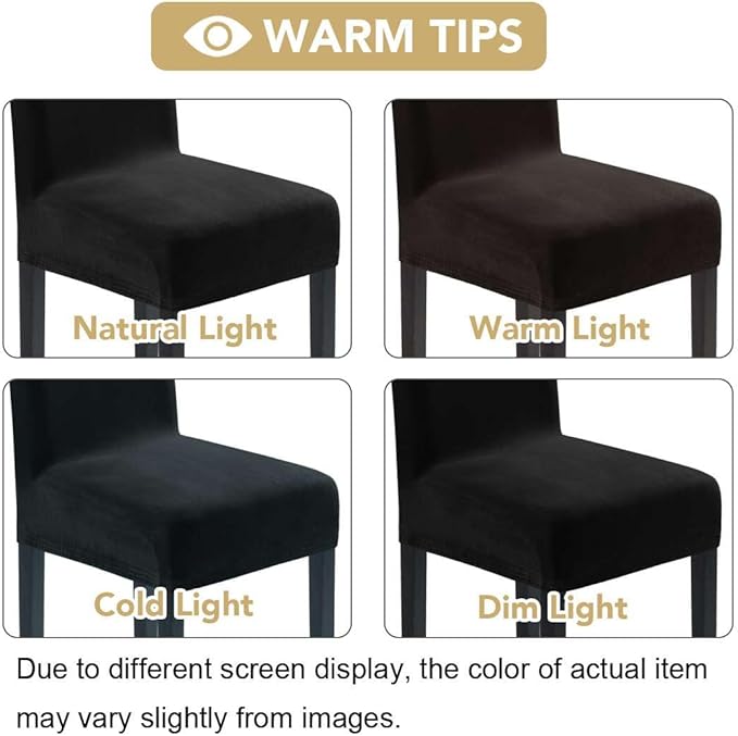 H.VERSAILTEX Velvet Dining Chair Covers Stretch Chair Covers for Dining Room Set of 2 Parson Chair Slipcovers Chair Protectors Covers Dining, Soft Thick Solid Velvet Fabric Washable, Black