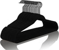 MIZGI Premium All Black Velvet Hangers with Black Hooks (50 Pack) Heavy Duty - Non Slip Felt Hangers - 360 Degree Swivel,Space Saving Clothes Hangers,Durable Strong Hanger for Suits,Coat