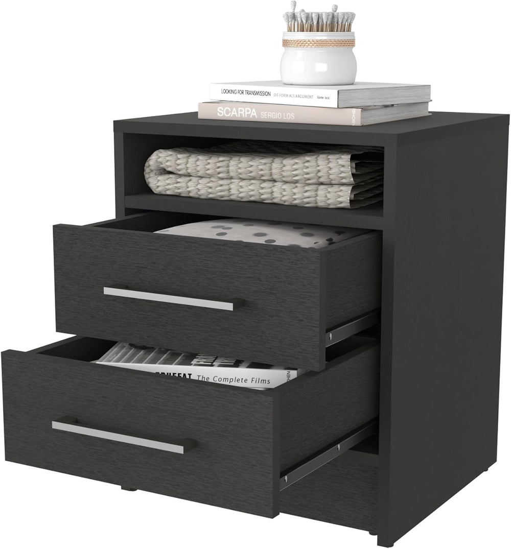 Philadelphia Nightstand, Two Drawers, Concealed Shelf,for Small Spaces