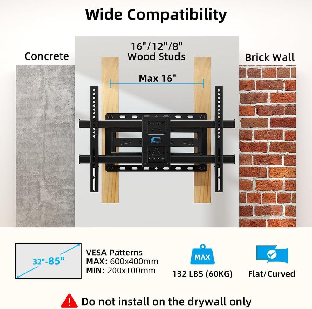HOME VISION Full Motion TV Wall Mount for 32-85 inch TVs up to 132lbs | Max V...