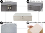 iwill CREATE PRO 3Pcs Collapsible Rigid Underbed Storage Bins, 27.5 * 15.7 * 7", Folding Fabric Storage Boxes for Clothing, Blankets, Shoes in Closet, Wardrobe, Beige