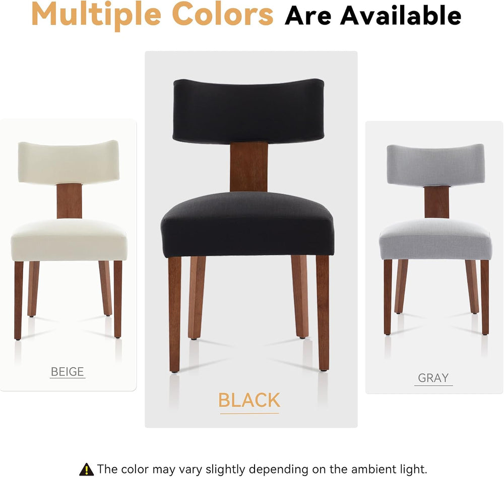 FOXHUNTER Upholstered Dining Chairs Set of 2, Modern Wooden Armless Kitchen C...